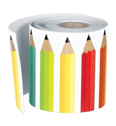Black, White & Stylish Brights Pencils Rolled Straight Border, 36 Feet