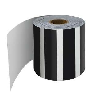 Black and White Vertical Stripes Rolled Straight Border, 65 Feet