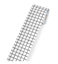 Happily Ever Elementary Creatively Inspired Black & White Grid Rolled Straight Bulletin Board Borders, 65 Feet