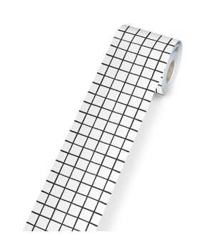 Happily Ever Elementary Creatively Inspired Black & White Grid Rolled Straight Bulletin Board Borders, 65 Feet