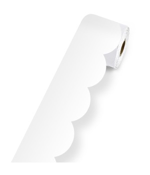 White Rolled Scalloped Bulletin Board Borders, 65 Feet