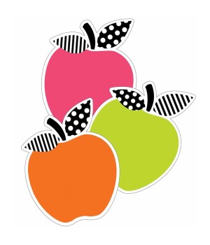 Black, White & Stylish Brights Apples Cut-Outs, Pack of 36