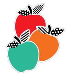 Black, White & Stylish Brights Apples Cut-Outs, Pack of 12