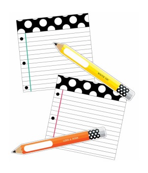 Black, White & Stylish Brights Pencils and Papers Cut-Outs, Pack of 12