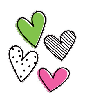 Kind Vibes Jumbo Doodle Hearts Cut-Outs, Pack of 12