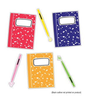 Notebooks and Pens Cut-Outs, Pack of 36