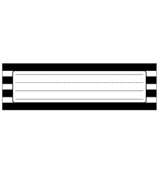 Simply Stylish Black & White Stripe Nameplates, 9.5" x 2.875", Pack of 36