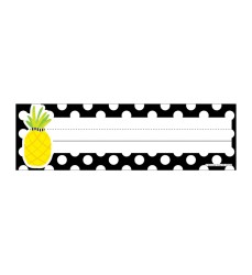 Simply Stylish Tropical Pineapple Polka Dot Nameplates, Pack of 36