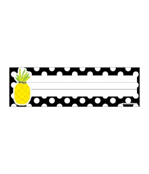 Simply Stylish Tropical Pineapple Polka Dot Nameplates, Pack of 36