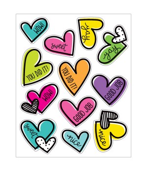 Kind Vibes Doodle Hearts Shape Stickers, Pack of 72