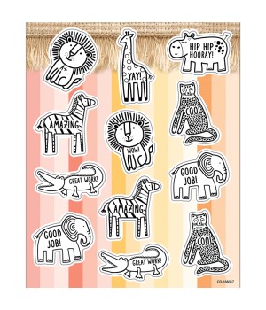 Simply Safari Animals Shape Stickers, Pack of 72