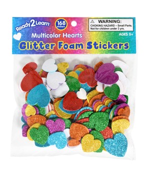 Glitter Foam Stickers - Hearts - Multicolor - Pack of 168