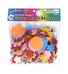 Glitter and Foam Stickers - Stacking Flowers - Pack of 144