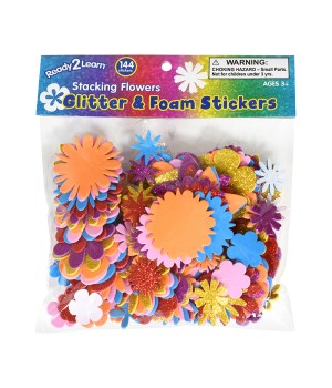 Glitter and Foam Stickers - Stacking Flowers - Pack of 144