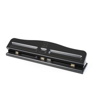 3-Hole Paper Punch, Adjustable Holes, 12 Sheet Capacity, Black