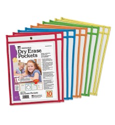 Reusable Dry Erase Pockets, Set of 10