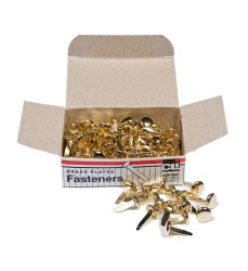 Fasteners, Round Head, Brass Plated, 1/2 Inch Shank, 8 mm Head, 100/Pack