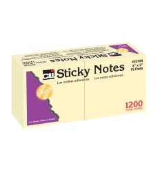 Sticky Notes, 3 x 3 Inch, 100 Sheets/Pad, Yellow, 12 Pads