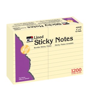 Sticky Notes, 4" x 6" Lined, 12 Pads