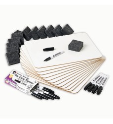 Dry Erase Lapboard Class Pack, Plain 1-Sided Boards, Markers & Erasers, Pack of 12