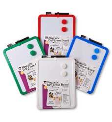 Magnetic Dry Erase Boards, 8.5" x 11" White Surface, Assorted Frames, Pack of 4