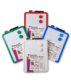 Magnetic Dry Erase Boards, 8.5" x 11" White Surface, Assorted Frames, Pack of 4