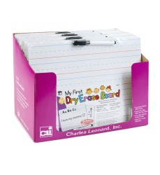 "My First" Dry Erase Board with Marker/Eraser, Two-Sided Plain/Lined, White, Pack of 12
