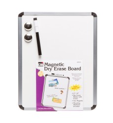 Framed Magnetic Dry Erase Board with Marker & Magnets, Silver Frame, 11" x 14"