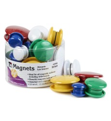 Round Magnets, Assorted Sizes & Colors, Tub of 30