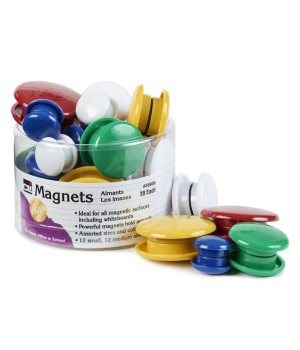 Round Magnets, Assorted Sizes & Colors, Tub of 30