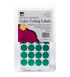 Color Coding Dots, Self-Adhesive Labels, 0.75 Inch Diameter, Green, 1000-Count