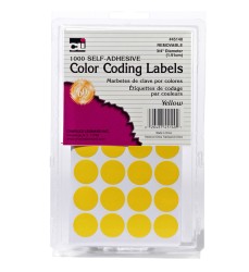 Color Coding Dots, Self-Adhesive Labels, 0.75 Inch Diameter, Yellow, 1000-Count