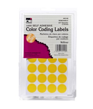 Color Coding Dots, Self-Adhesive Labels, 0.75 Inch Diameter, Yellow, 1000-Count