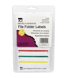 File Folder Labels, Self-Adhesive, 0.56 x 3.43 Inches, Assorted, 248-Count