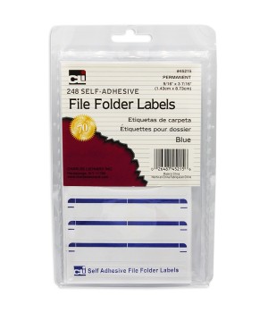 File Folder Labels, Self-Adhesive, 0.56 x 3.43 Inches, Blue, 248-Count