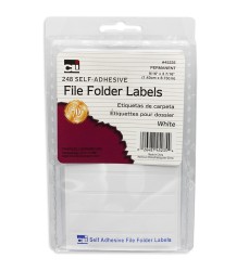 File Folder Labels, Self-Adhesive, 0.56 x 3.43 Inches, White, 248-Count