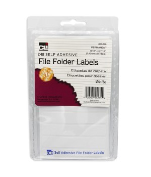 File Folder Labels, Self-Adhesive, 0.56 x 3.43 Inches, White, 248-Count
