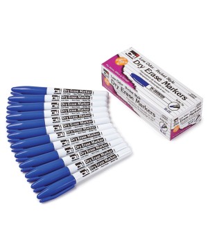 Dry Erase Markers, Pocket Style, Blue, Bullet Tip, Pack of 12