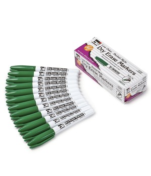 Dry Erase Markers, Pocket Style, Green, Bullet Tip, Pack of 12