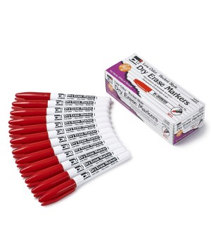 Dry Erase Markers, Pocket Style, Red, Bullet Tip, Pack of 12