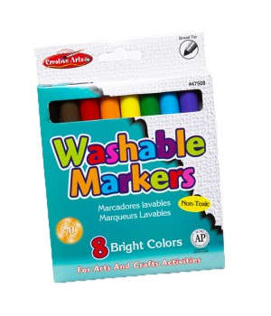 Creative Arts Washable Markers Broad Tip, Assorted Colors, Pack of 8