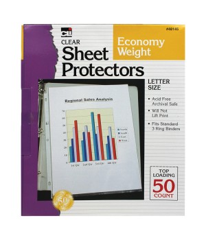 Top Loading Sheet Protectors, Clear, 50 Sheets