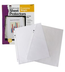 Sheet Protectors, Top Loading with Binder Holes, 2 Mils Economy Weight, Non-Glare, Letter Size, Clear, Pack of 50
