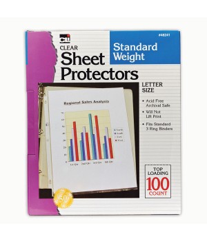 Sheet Protectors, Standard Weight, Letter Size, Clear, Box of 100