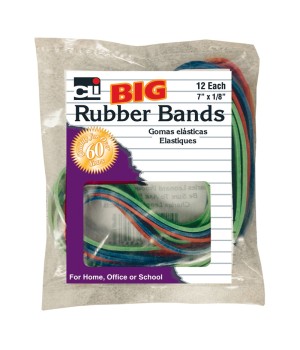 Big Rubber Bands, 7" x 1/8", Pack of 12