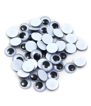 Wiggle Eyes, Round, 12mm, Black, Pack of 50