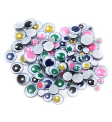 Creative Arts Wiggle Eyes, Round, Assorted Sizes & Colors, Bag of 100