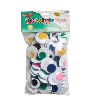 Wiggle Eyes, Jumbo Round, Assorted Colors & Sizes, Pack of 100
