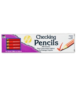 Checking Pencil, Red Colored with Eraser, Box of 12