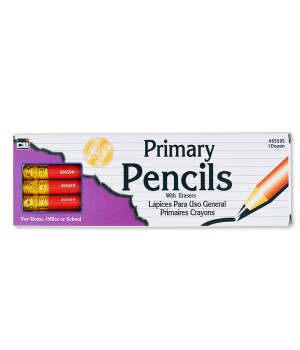 Pencil - Primary - 13/32" - Red W/Eraser - 12/Bx